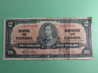 1937 $2.00 G-VG King George VI GORDON Banknote