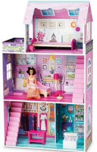 NEW: Jupiter Traditional Wooden Dollhouse With Furniture