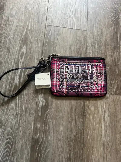 Coach Poppy Tartan Plaid Pink Wristlet, View more