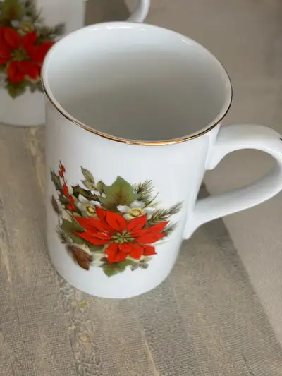 Mantles Christmas Poinsettia Mugs Set of 5, View more