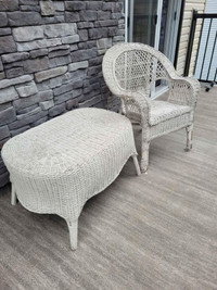 Antique Wicker Table and Chair PRICE REDUCED