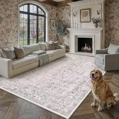 8x10 Area Rug, Beige/Brown, Washable (New), View more