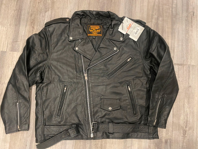 *NWT (Reg. $197)* Men's Black Leather Motorcycle Jacket (4XL) in Men's in Markham / York Region - Image 3