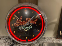 “Hot Rod Garage” neon sign with clock
