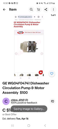 Dishwasher motor GE WG04F04741 ITS FOR A GENERAL ELECTRIC PORTAB