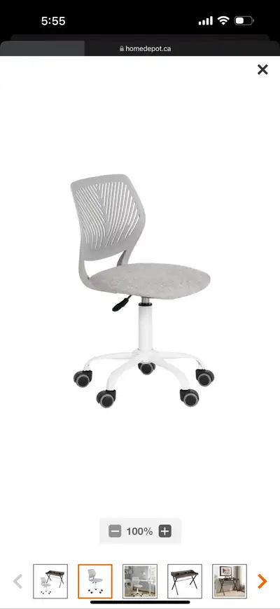 Homy Casa teens Grey Home Office Desk & Ergonomic Chair Set, View more