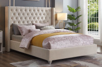 07-003 Upholstered Velvet Bed With Nail Studs Choice of Fabrics