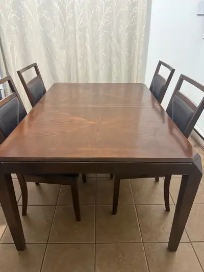 Wooden Dining Table with 4 Chairs + Extension, View more