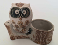 Vintage ceramic owl toothpick candle holder