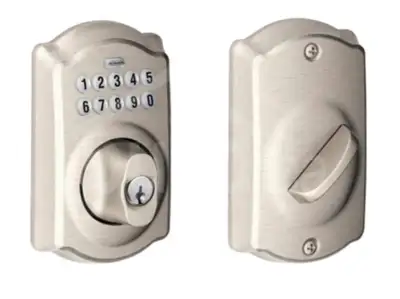 Schlage Keypad Deadbolt Camelot Trim, Satin Nickel, View more