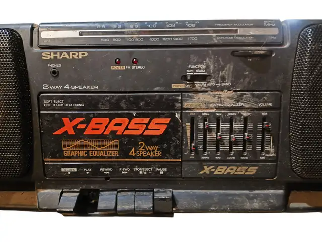 Vintage Sharp GF-340C (GY) Boombox X-Bass, I have more speakers! in Stereo Systems & Home Theatre in St. Albert - Image 4