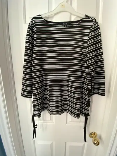 IMNYC Women's Black & White Striped 3/4 sleeve top, Size S, View more