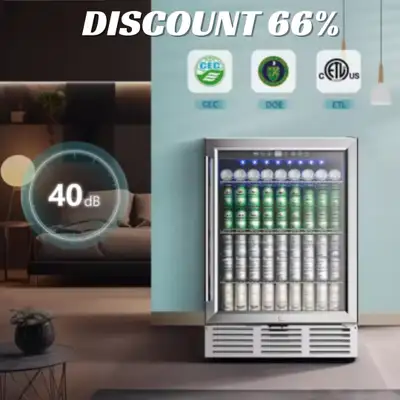 Beverage Refrigerator 24Inch 180 Can Built-in Beverage Cooler Un, View more