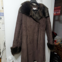 Coat - Ladies -Unique -Fur Lined - Brown Suede -SizeM -Pls Read