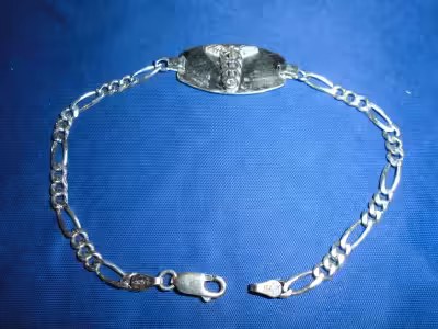 Ladies’ sterling silver Medic Alert bracelet for sale - excellent condition - made in Italy - 8.5” t...
