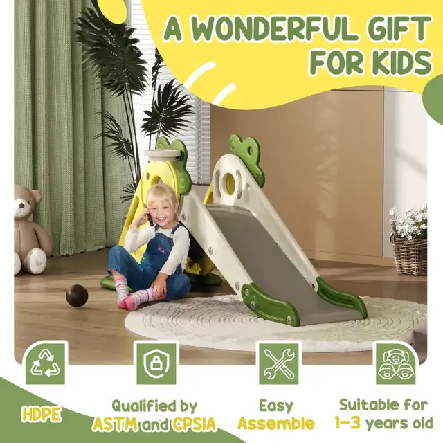 3 in 1 Foldable Toddler Slide with Basketball Hoop, Climber, for in Toys in Markham / York Region - Image 10
