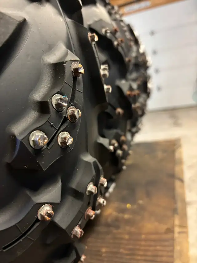 REDUCED ! Studded tires on rims for ice fishing $600 or BO ! in Tires & Rims in Kawartha Lakes - Image 3