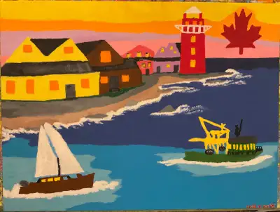 Elegant Oceanside Painting., View more