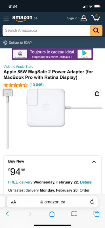 Genuine Apple 85W MagSafe 2 Power Adapter in Laptop Accessories in Fredericton