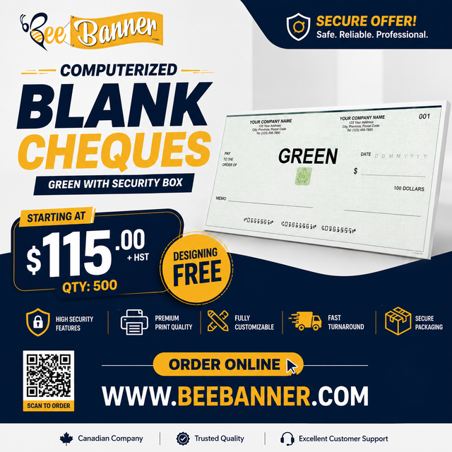 Custom Computerized Blank Cheques | Security Cheques