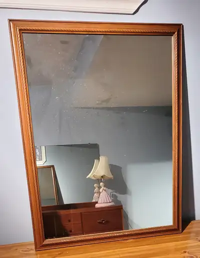 WOODEN FRAMED MIRROR, View more