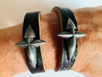 Bracelet New Beautiful His & Her Black Genuine Leather