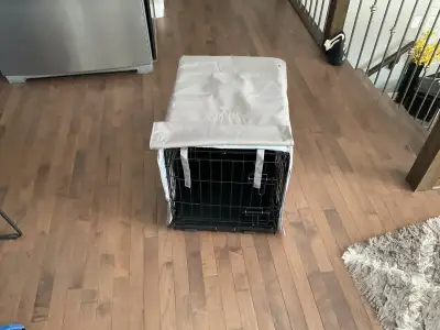 Double Door  Black Wire Kennel PLUSTop Paw Cover-17 inWx24Lx19 H, View more