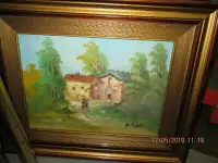 Cadre avec vitre et peinture signe A. Mirella