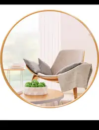 Round Wall Mirror, 17.7Inch Gold Round Wall Mirror with Metal Fr