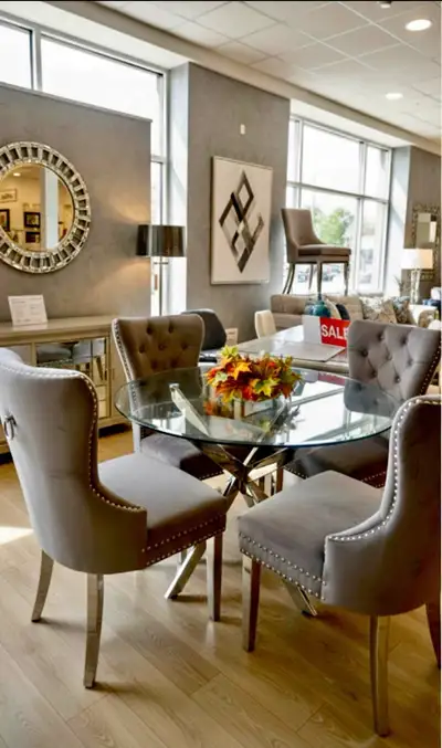 Luxury 5-Piece Dining Set with Velvet Chairs and Glass Table, View more