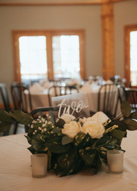 Wedding Decor - Centrepieces + Head table piece + Table numbers