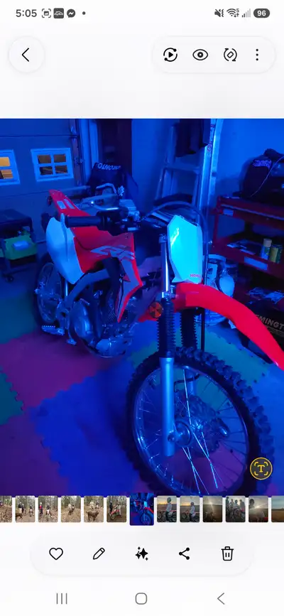 this immaculate dirt bike has ownership, 17 front tire, 14 back tire, maitained to the manuel, store...