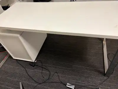 Modern White Office Desk with storage Cabinet., View more