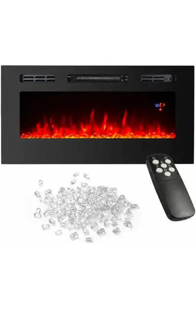 31" Electric Fireplace Insert, Wall Recessed and Wall Mounted, View more