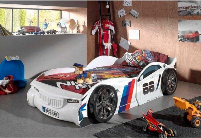 Race  car bed with twin size mattress included LNC in Beds & Mattresses in Mississauga / Peel Region - Image 2