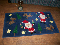Santa Claus &amp; Reindeer House Christmas Rug in