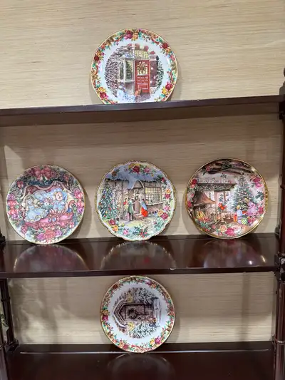 vintage 5 Royal Albert Christmas plates , View more