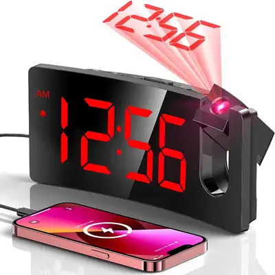 WALL CEILING PROJECTION DIGITAL RADIO BEDROOM ALARM CLOCK REVEIL, View more
