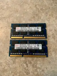 2x 4GB DDR3 Laptop Ram/Memory