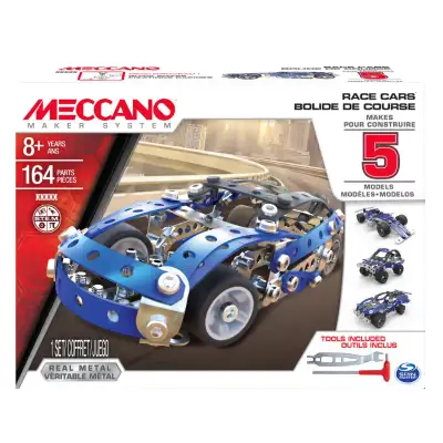 Meccano Race Car - 16208, 162 parts. Makes 5 models. New in unopened box – never used.