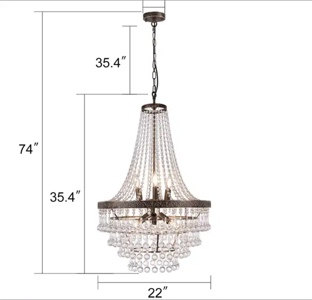 *New Tochic House of Hampton  crystal 6 light chandelier-black in Indoor Lighting & Fans in Hamilton - Image 3