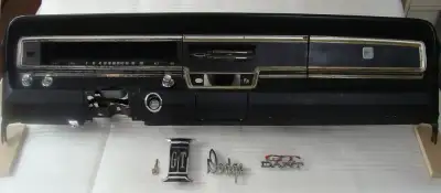 1967 Dart GT/GTS Dash, complete, black - Fits with minor detailing 68/69 GT/GTS or 270/Custom/Swinge...