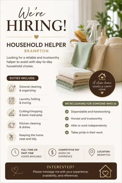 house help needed -male or female , View more