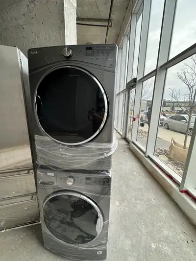  Whirlpool Front-Load Washer + Stackable Dryer Set – Clean , View more