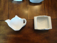 Ensemble de soucoupes pour poches de thé blanches en céramique