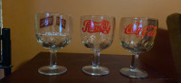 Vintage Thumb Print Goblet glasses. Coca-Cola, Pepsi and Schlitz