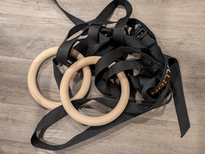 Wooden Gymnastic Rings with Adjustable Straps 15ft - Like New, View more