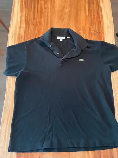 Lacoste Mens XL Polo Shirts Lot of 2 Black & Grey Classic Fit - Minimal wear, high grade condition.