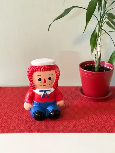Vintage 1970 Tirelire Banque Raggedy Andy en Plastique, View more
