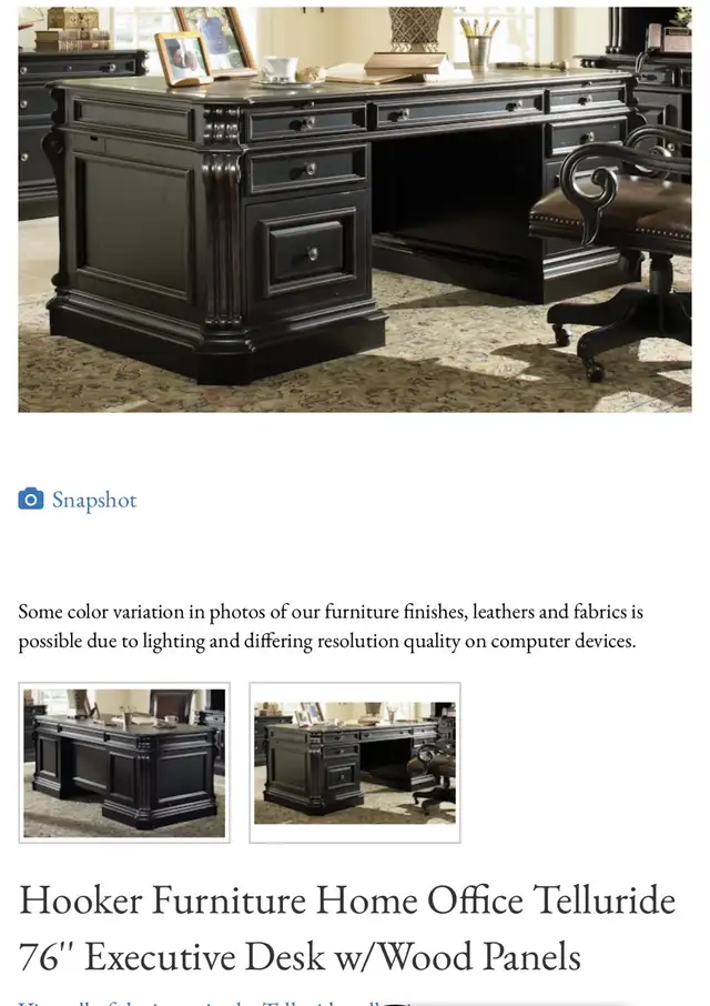 executive desk  76” hooker furniture in Desks in Sarnia - Image 3